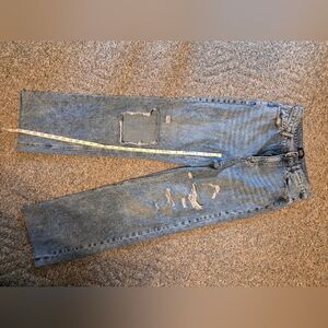 Women's Blue Distressed Straight Jeans